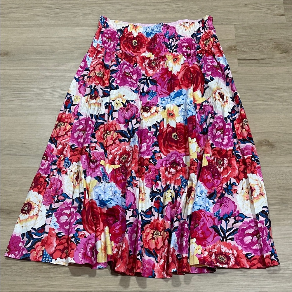 Buddy Love A-Line Skirt in Red and Pink Floral